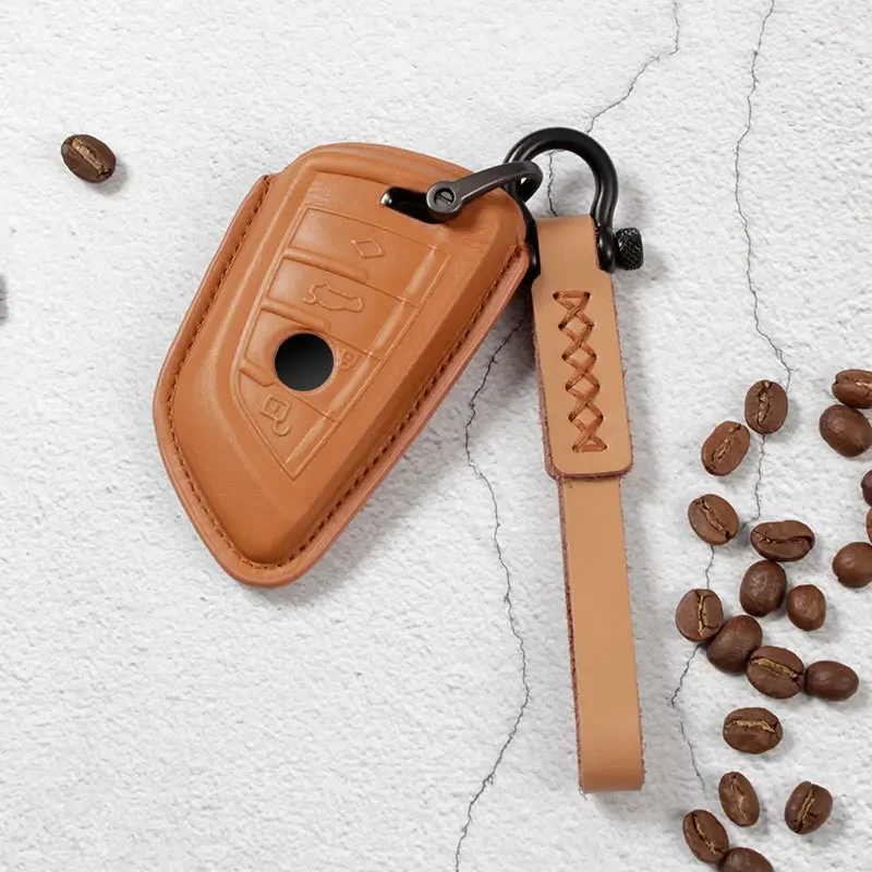 Genuine Leather Car Key Case Cover Keychain for BMW 5 Series 530Li New 3 Series 325Li 118i 120i Blade X5 X1 X2 X3 for Men Women