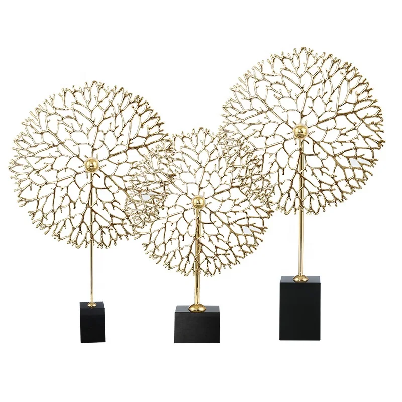 Modern Light Luxury Snowflake Coral Ornaments Metal Fortune Tree for Living Room Porch Other Decorations