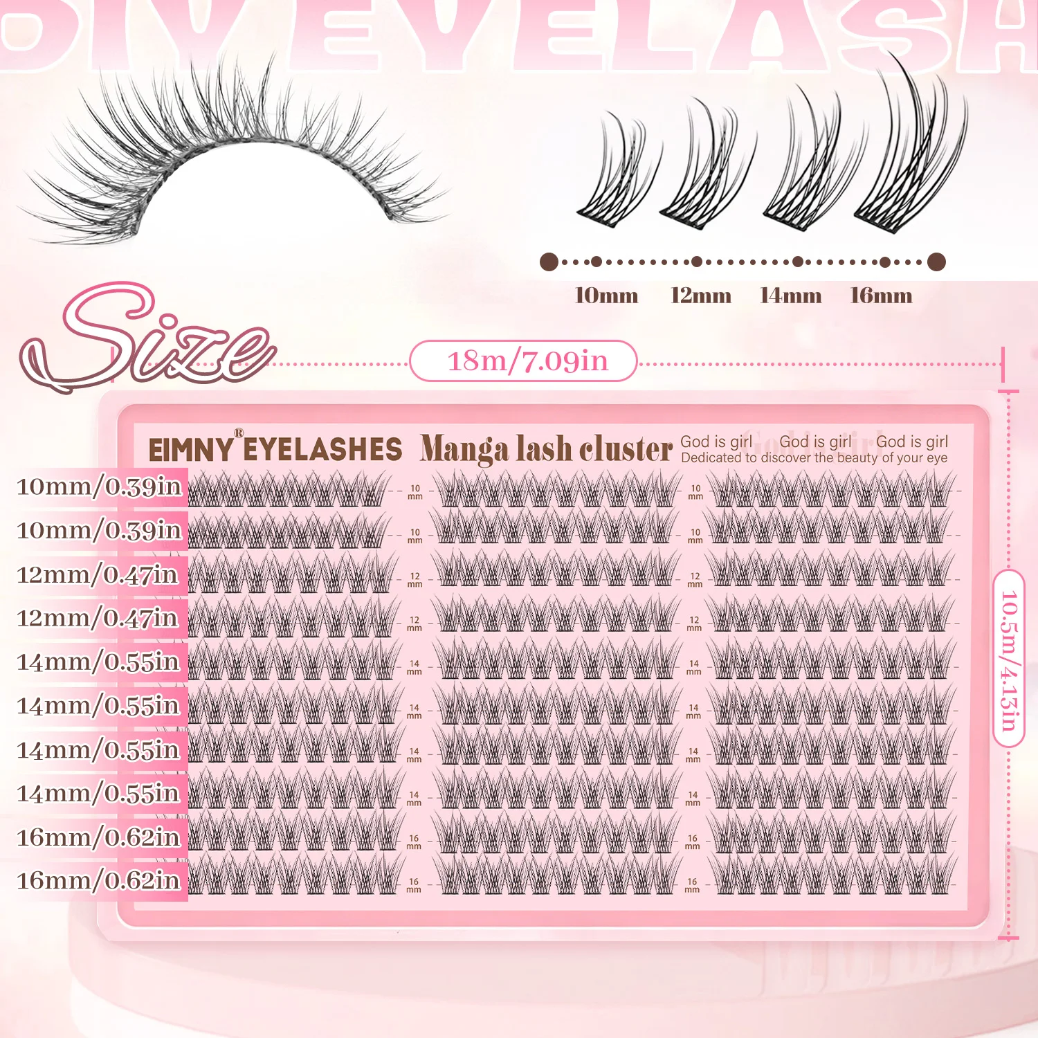 EIMNY Fischschwanz-Wimpern in verschiedenen Größen, 8–16 mm breiter Stiel, segmentierte Wimpern im natürlichen Stil für den Alltag und Partys – Detail 2