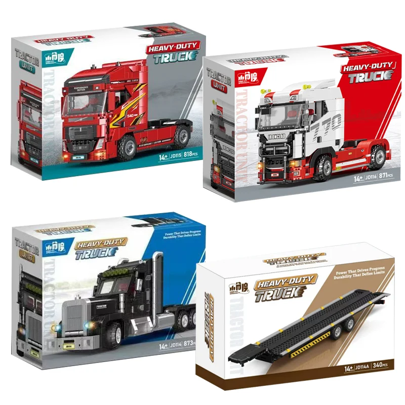 EN STOCK JD116 JD115 JD114 Bloques de Construcción de Camiones Técnicos, Modelo de Camiones Americanos, Ladrillos de Juguete para Niños, Regalo de Navidad