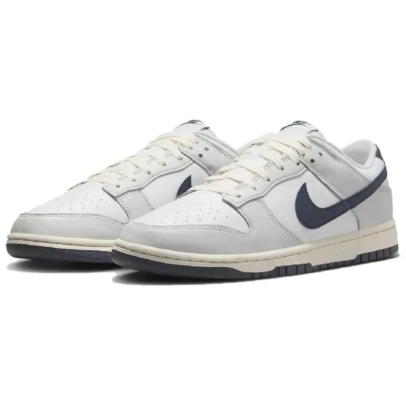 Nike-Dunk tênis de basquete vintage para homens, baixo-top, branco, profundo azul marinho tênis, DV0831-111