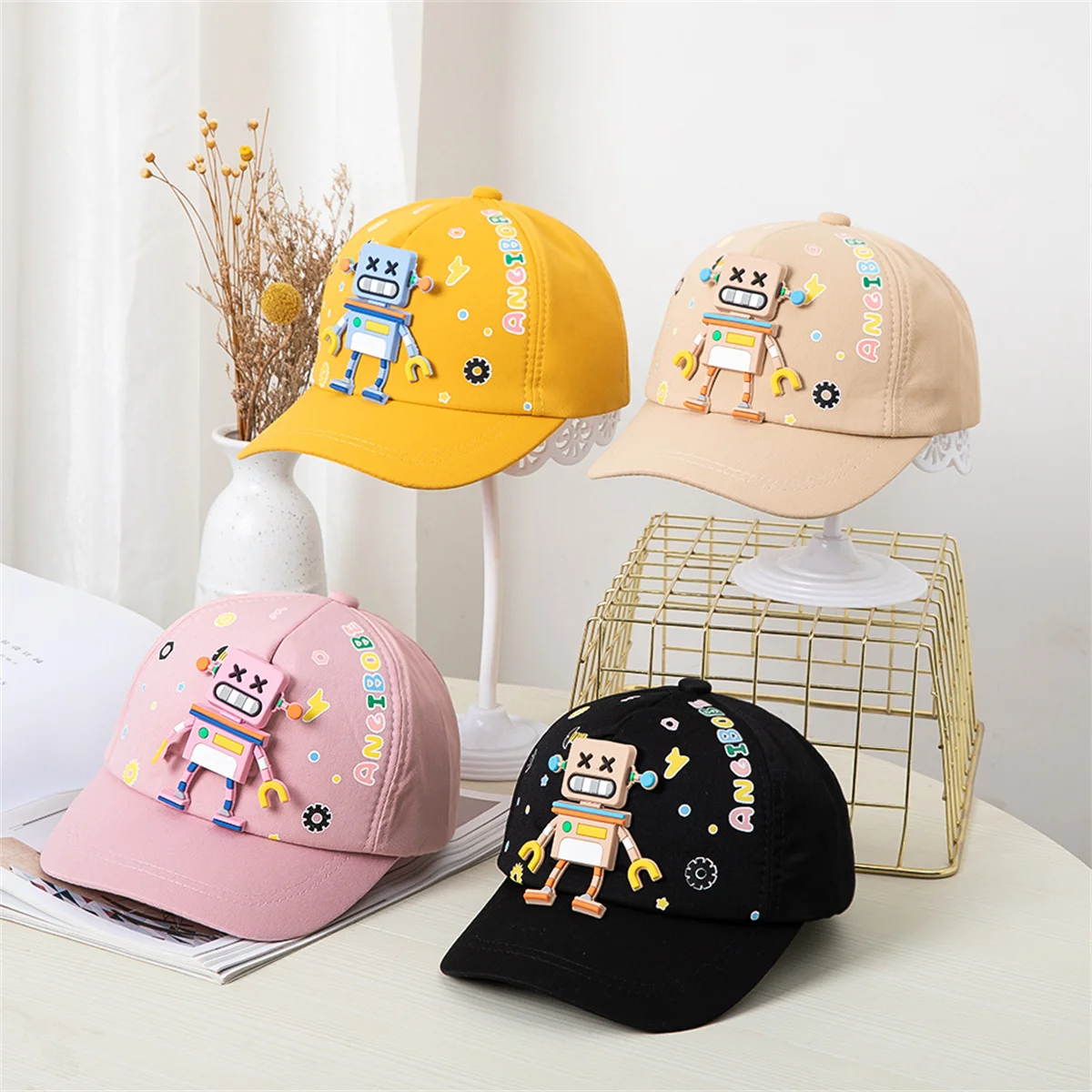 Kids baseball cap Boys Girls Sun hat Classic graffiti solid color three-dimensional fun pattern kids baseball cap fashion hat