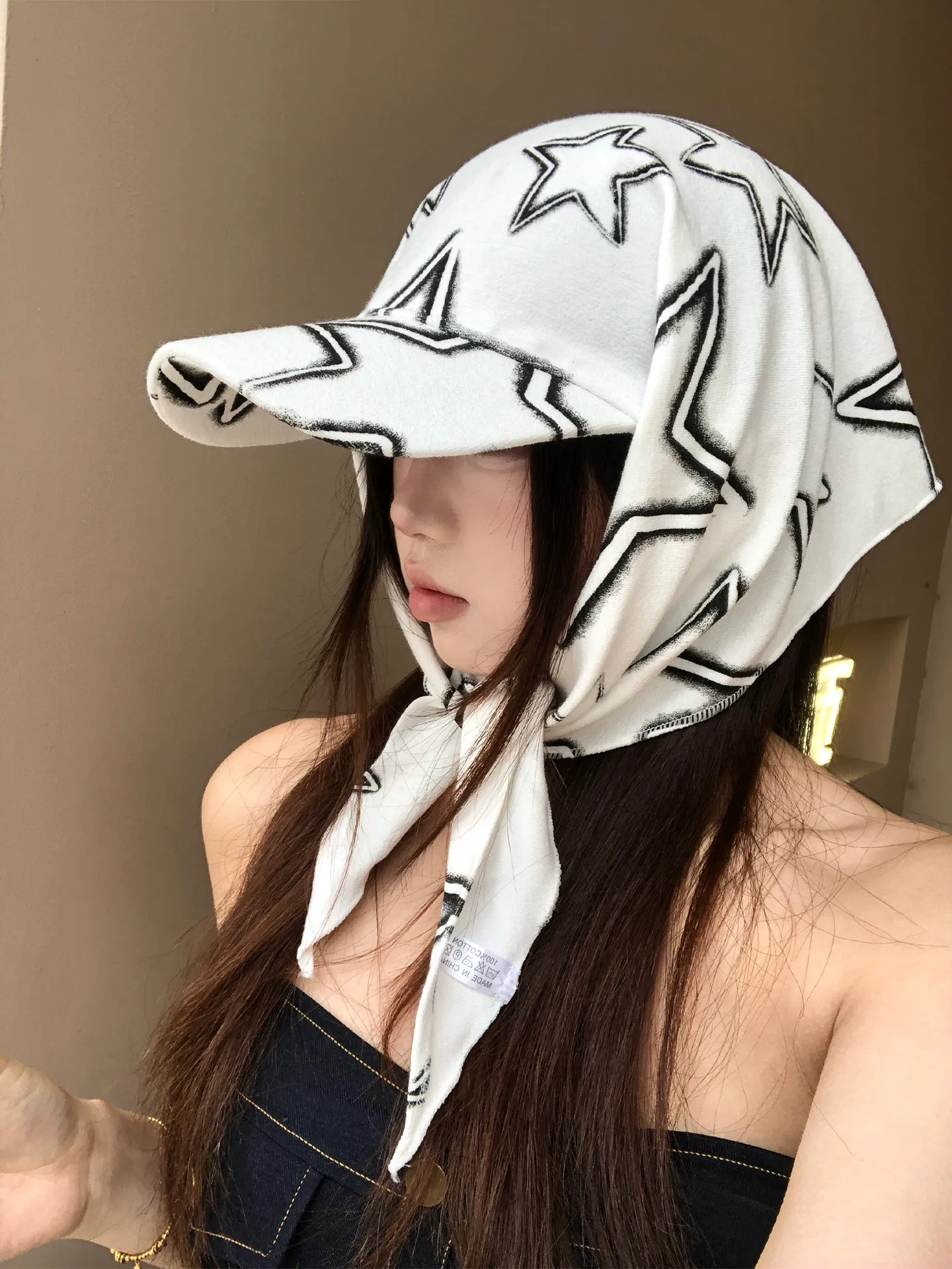 American Hip-Hop Star Print Tie-Dye Bandana Cap Women Street Fashion Baseball Cap Unique Sun Protection Peaked Cap