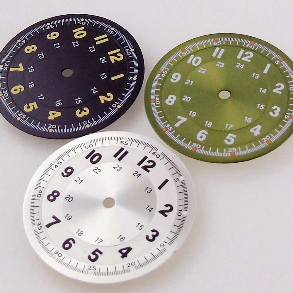 Green Number 29mm Nologo Watch Dial Face for NH35 NH36 Movement Vintage Dial for Diver Watch Mod Spare Parts