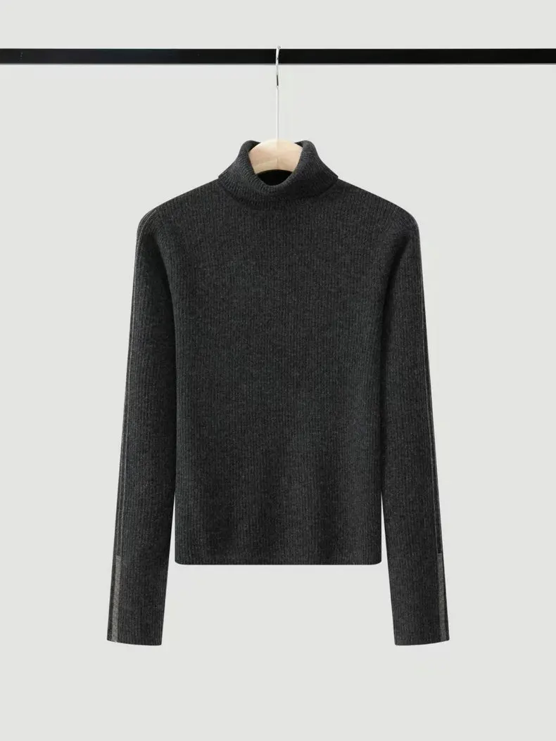 Women's 2026 Autumn Winter New High Collar Slimming Cashmere Sweater Knitted Base Sweater