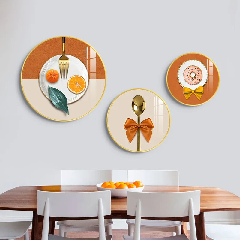 New Arrival Creative Trapezoidal Crystal Porcelain Painting Wall Art Frame for Dining Room Kids Room Decoration
