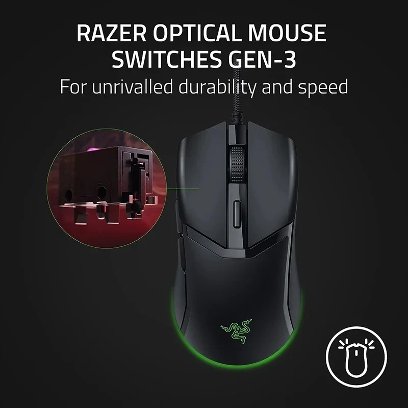 Original New Razer Cobra 58g Lightweight Wired Gaming Mouse Optical Mouse Switches Esports Game RGB Illusion Light Mini for PC