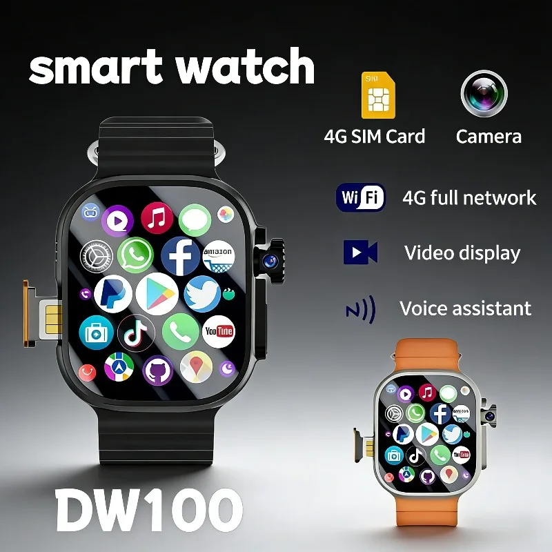 

DW100 Pro smartwatch 2.29-inch Amoled screen GPS WIFI with fingerprint unlock touch function 8MP rotating camera