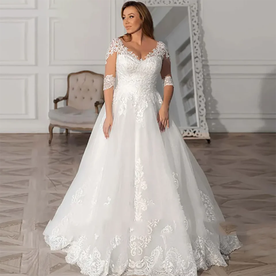 Robes de mariée princesse élégantes personnalisées avec dentelle perlée, appliques, robe de Rh, 2025 boutons avec train de cour, robe de patients pour femmes