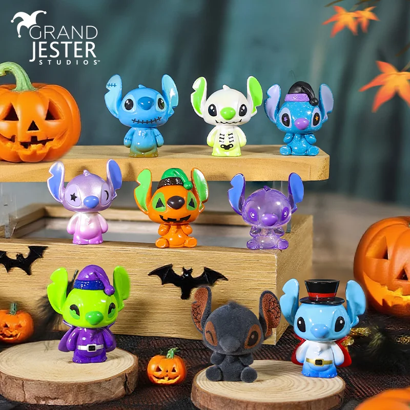 Nueva serie Disney Lilo & Stitch, Mini bolsa ciega de punto de Halloween, juguete de Anime, figuras sorpresa de punto, regalo ornamental de escritorio para niñas