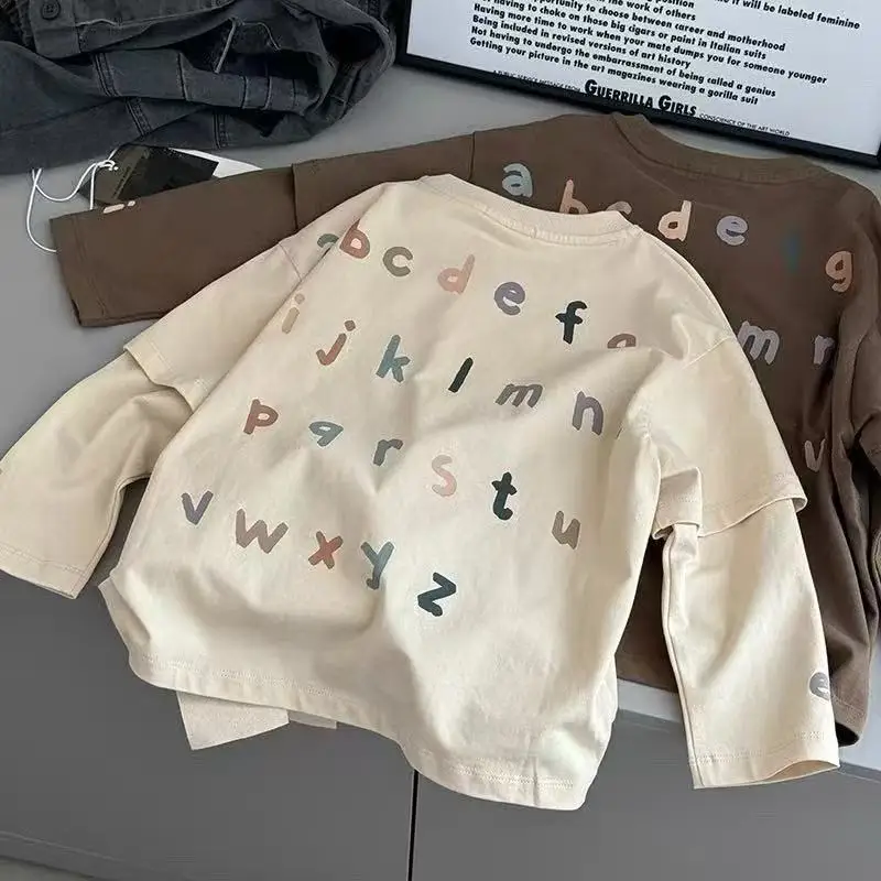 

Children's Clothing Boys' Long Sleeved T-shirt 2026 New Spring and Autumn Children's Cotton Casual Base Top