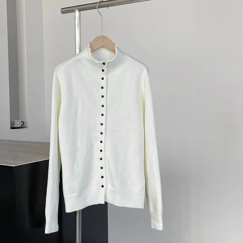 LIMO 2025 الخريف الشتاء موضة الاكريليك البوليستر سترة مشغولة من الصوف المرأة أزرار خاطفة معطف لملابس مكتب عادية اليومية #6