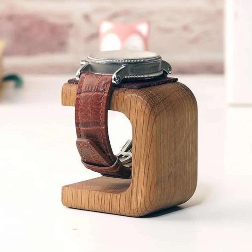 جديد حامل ساعة من الخشب الصلب حامل ساعة ثابت عالمي متعدد الوظائف منظم مجوهرات حامل لسوار حلقة القرط #5