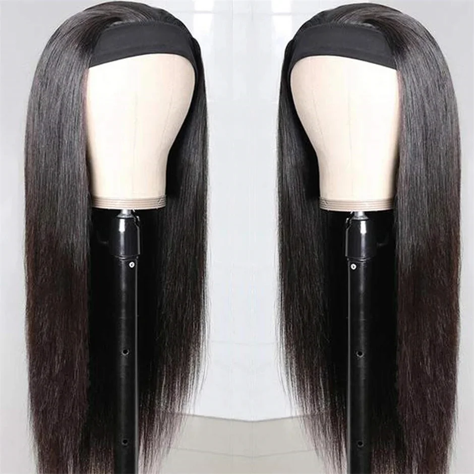 Headband Wig Human Hair Bone Straight Human Hair Wigs Full Machine Made Peruvian Human Hair Wigs For Black Women Easy to Go 180%