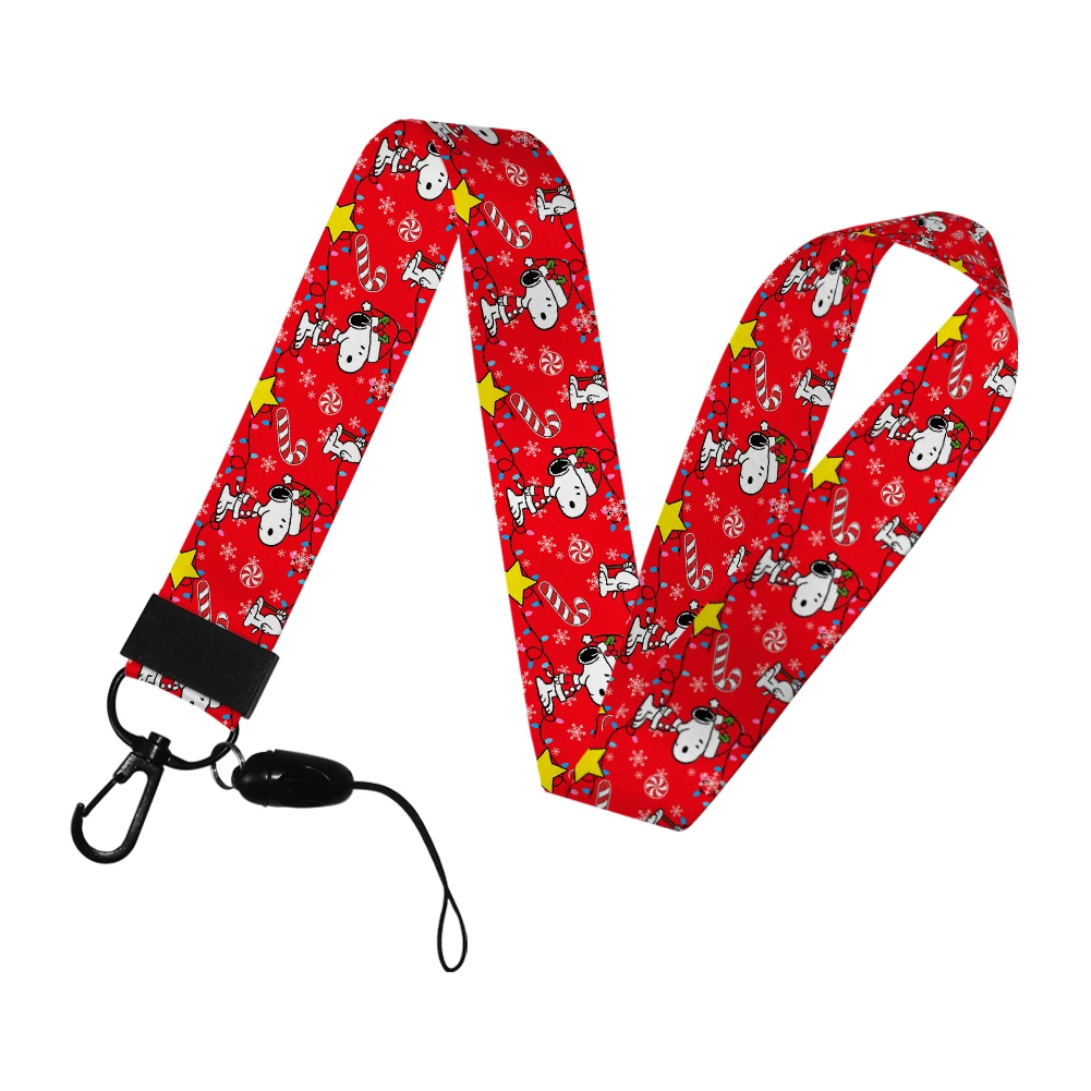 Christmas Snoopy Cartoon Lanyards Cute Badge Holder ID Credit Card Hang Rope Badge Reel with Clip Retractable Accessories