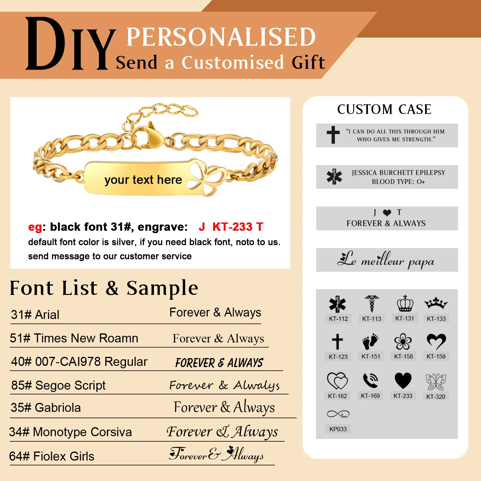 Gold Plated Customzied ID Bracelet Baby Gift, Personalized Figaro Chain Name Bracelets For Kids Newborn Toddler Child Girl Boy