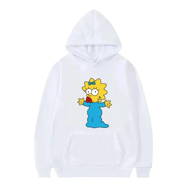 ディズニーザシンプソンズパターン女性白秋ファッション家族ルーズトップス服プルオーバーレディース安いパーカー男性スウェットシャツ