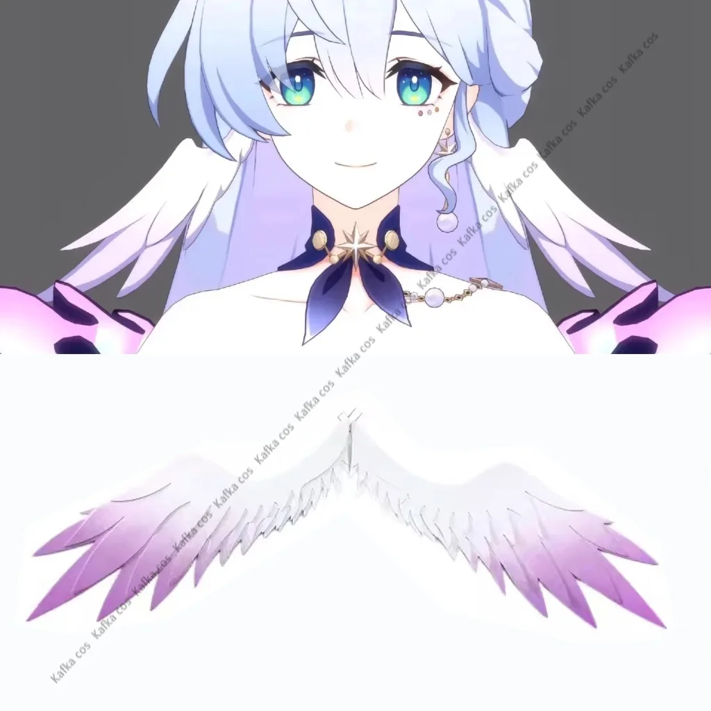 Honkai Star Rail Blue Hair Wings for Women, Game C. Cosplay Wig, Sauna Wear, Singer Halo Earrings, Halloween Party, Girl Props