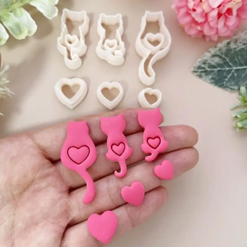 Small Lovely Cats Clay Mold Set 6 Pieces for Crafting Lovely Jewelry Designs