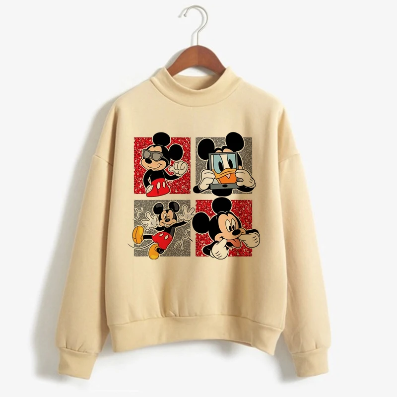 Y2k Cool Sweatshirts Turtleneck Minnie Kawaii Cartoon  Anime Sweatshirt Disney Mickey Mouse Hoodie Clothes Girl Boy Top Hoodies