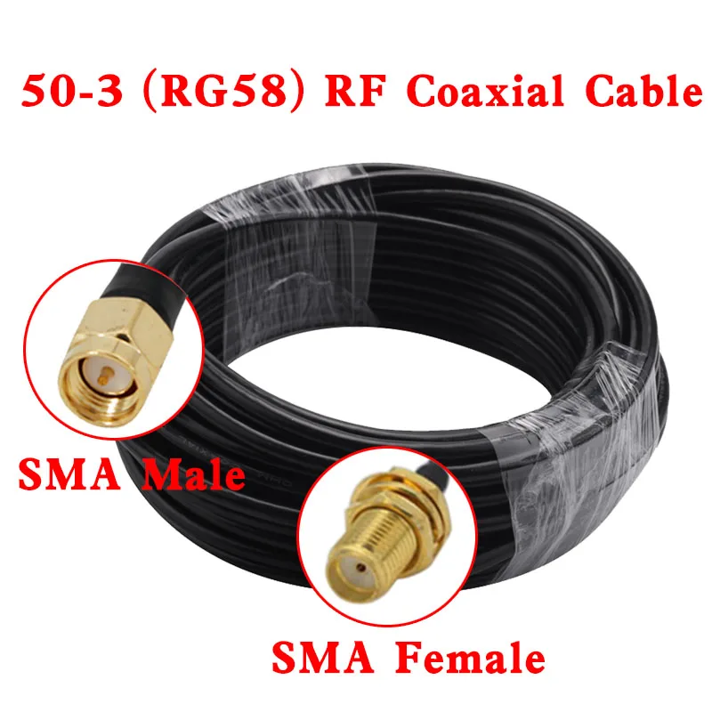 1Pcs RG-58 SMA Male Plug to SMA Female Jack RG58 Cable 50ohm RF Coaxial Pigtail WiFi Antenna Extension Cord Connector Adapter