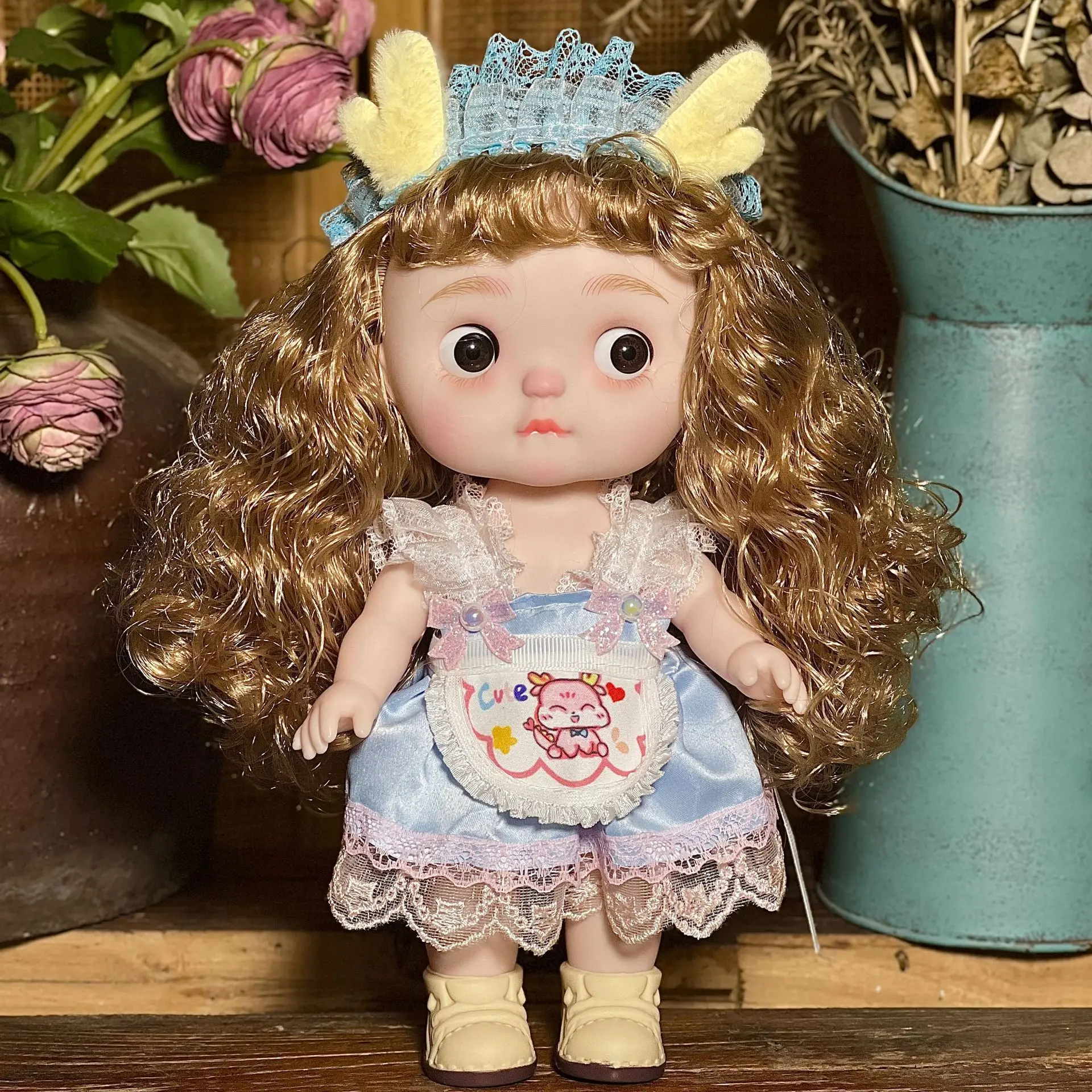 28cm Simulation Dolls Big Head Cute Baby Toys Girl Festival Toy Gift Kids Doll For Girls Playing House Fat Child Replacement Set