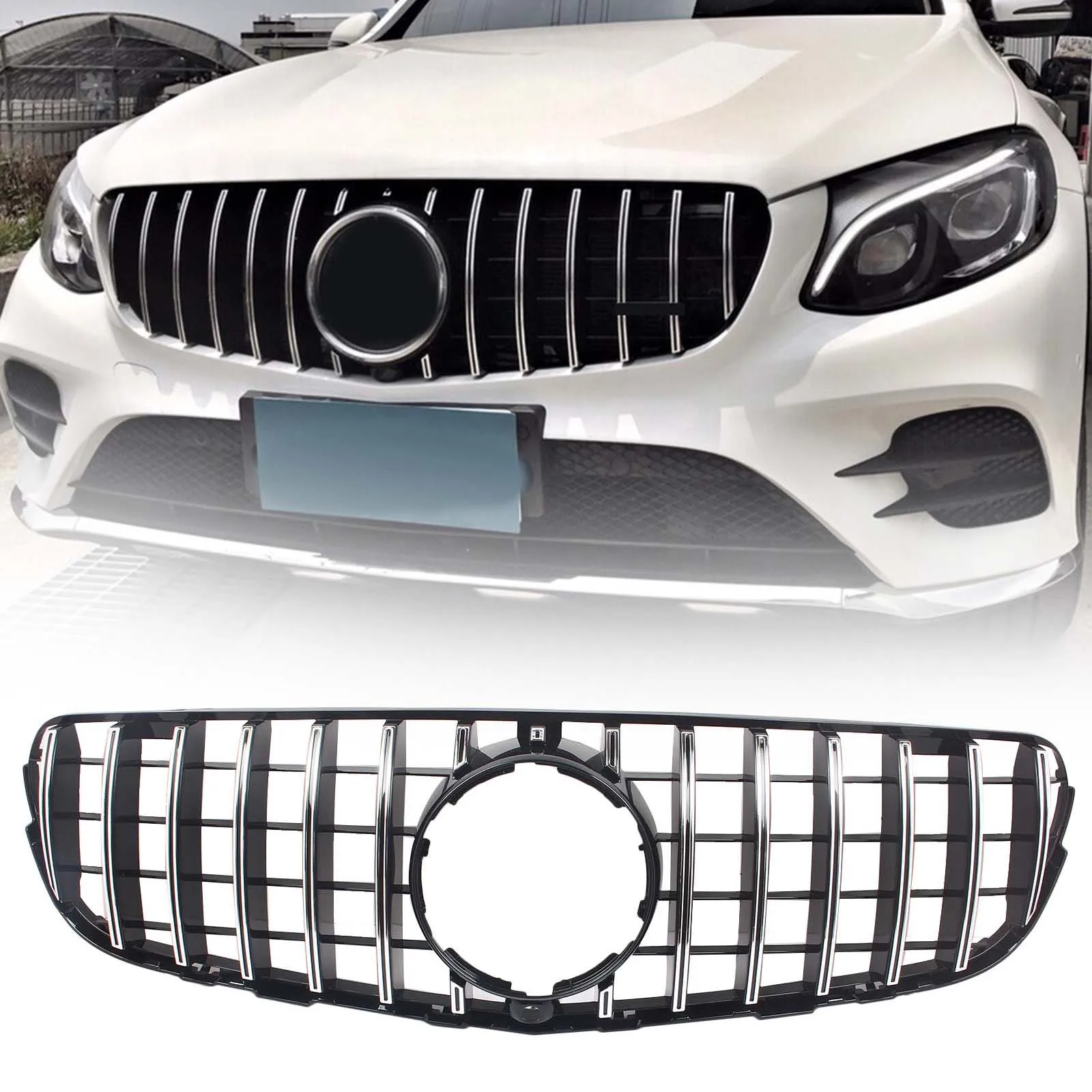 For Mercedes Benz W253 X253 2015-2019 Front Bumper Grille Car Racing Grills GT Style ABS Black/Silver
