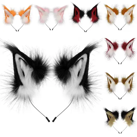 Animal Faux Fur Fox Wolf Ear Headband Furry Handmade Hairband Headwear Costume Cosplay Accessories