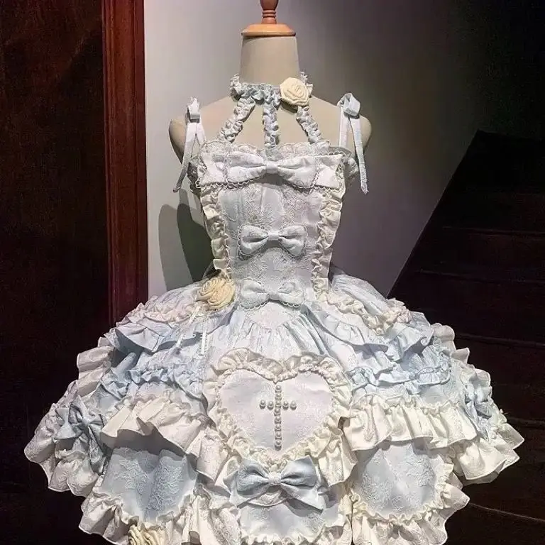 NONSAR Japanse Zoete Lolita Jsk Jurk Vrouwen Kawaii Vintage Elegante Boog Ruches Prinses Band Jurk Harajuku Europese Kleding