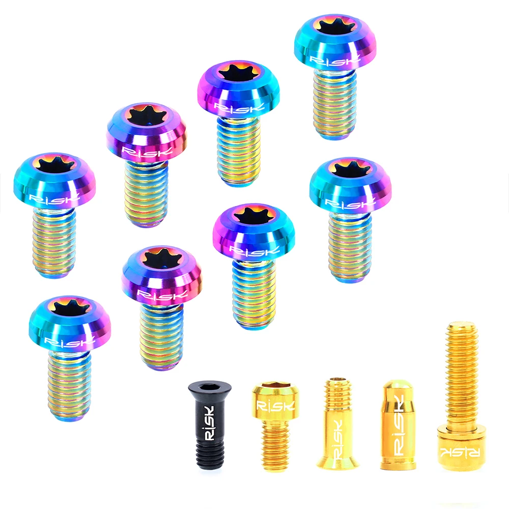 RISK 36pcs Titanium Screw Set Common MTB Bike Screw Derailleur/Disc Brake/Stem Cap/Cage/Valve Cap Mountain Bicycle Fixing Bolts