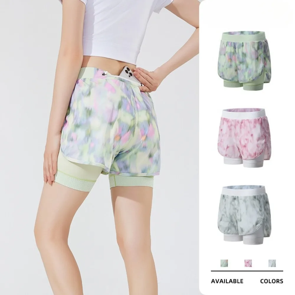 

Summer Women's Sports Shorts Cool Shorts High Waist Fake Two-piece Running Pants