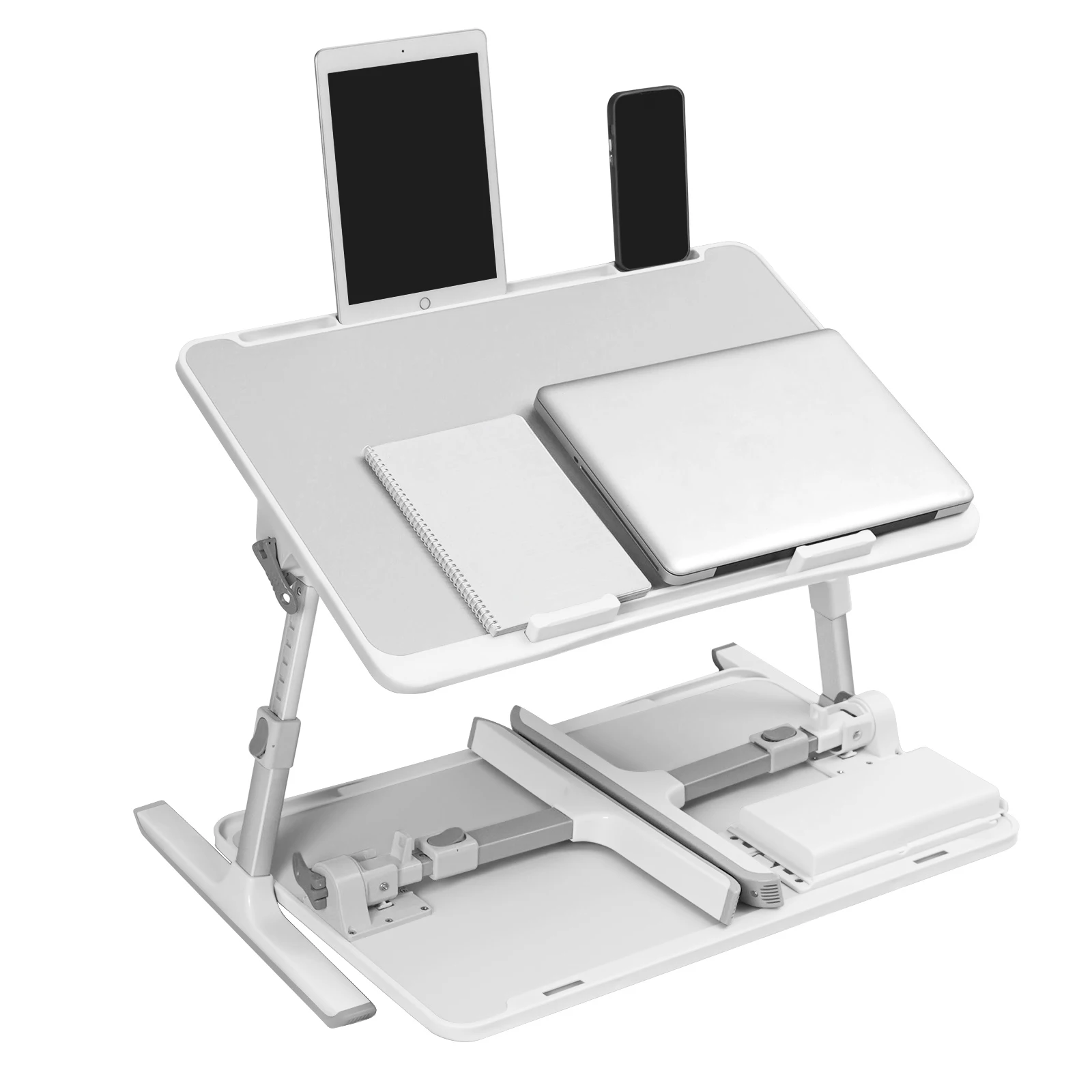 Tisch, klappbarer Schreibtisch, 60*40cm großer Tisch für das Bett, Mehrzweck-Premium-Lapdesk, höhen- und winkelverstellbar, mit Schublade
