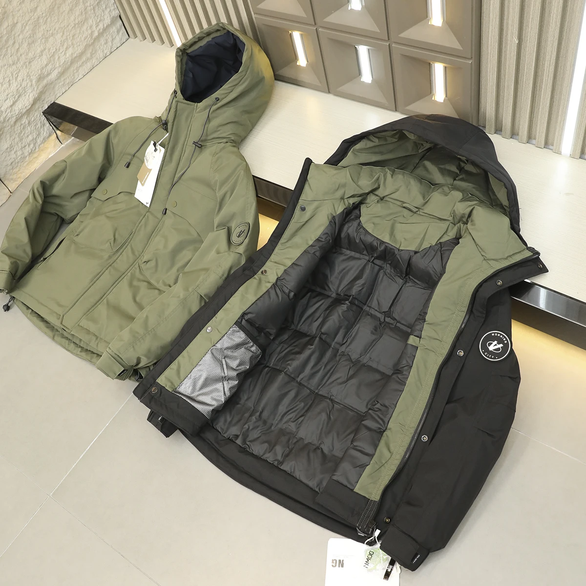 

High Loosen Du down Hooded Puffer Jaet Men Women Faionable Windproof Waterrepellent Winter Coat Urban Sle Zipper C...