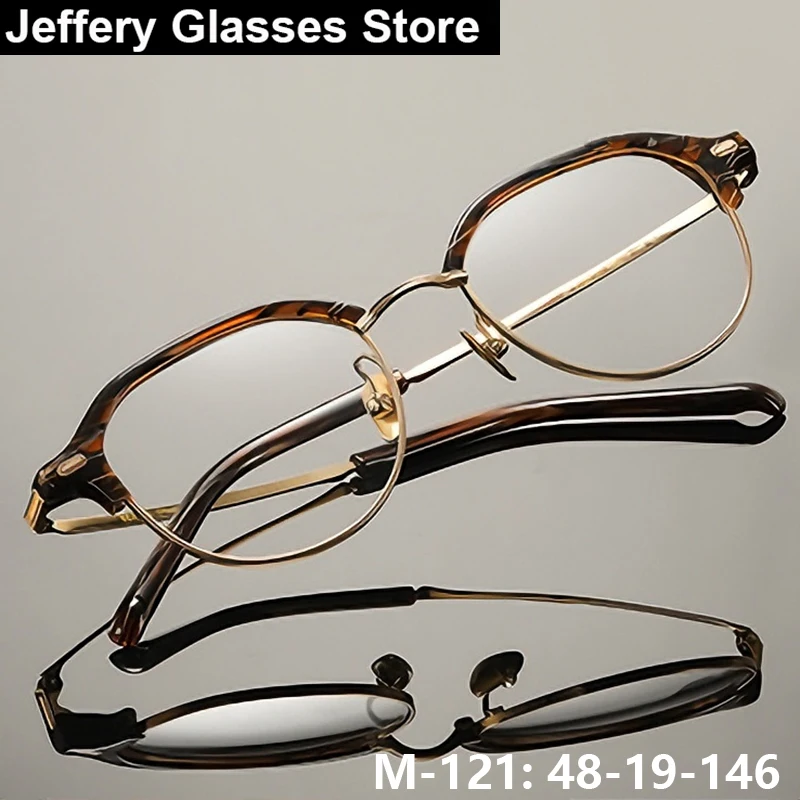 

Японские винтажные овальные круглые очки в оправе для мужчин и женщин, сверхлегкие очки ручной работы из титанового ацетата, ретро очки из золотой проволоки
