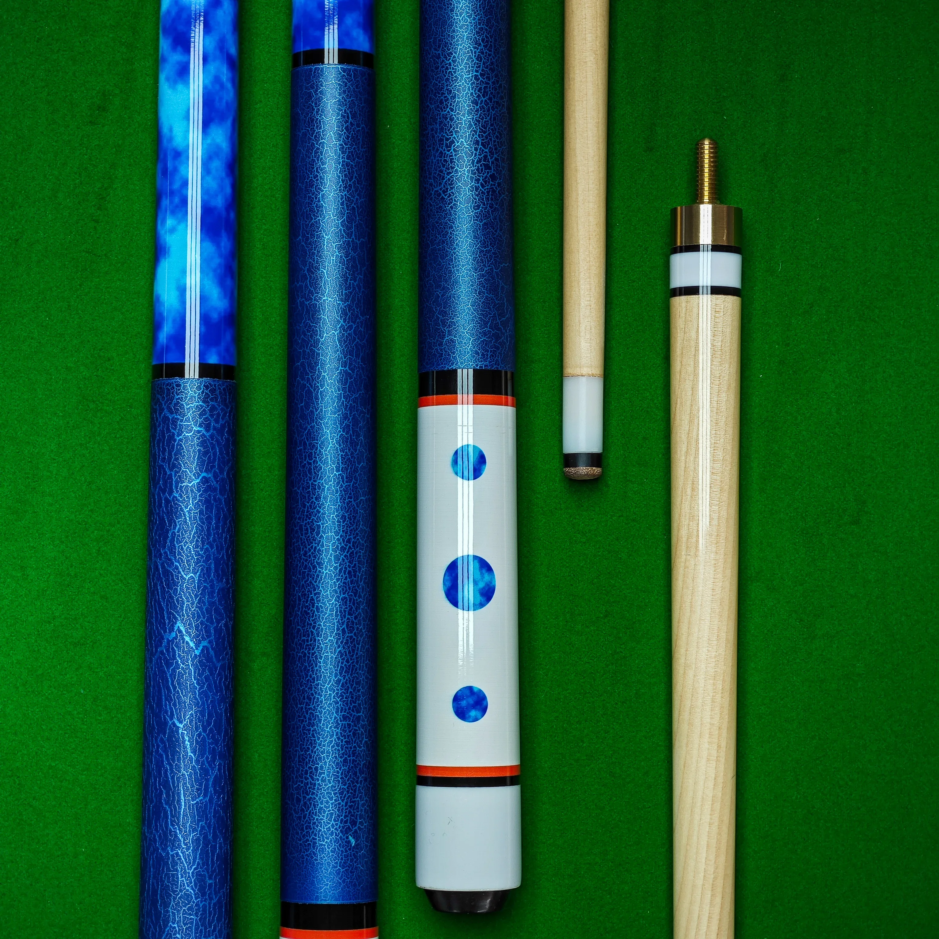 

Professional 1/2 Structure Maple Pool Cue with Impress Blue Grain, 12mm Tip, Stable Shot