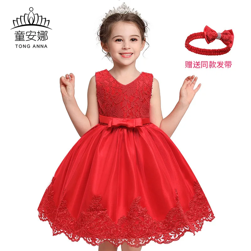 Baby Girl Princess Dress Floral Lace Party Birthday Costume Sleeveless Cake Tutu Dress Summeer Casual Kids Girl Clothing