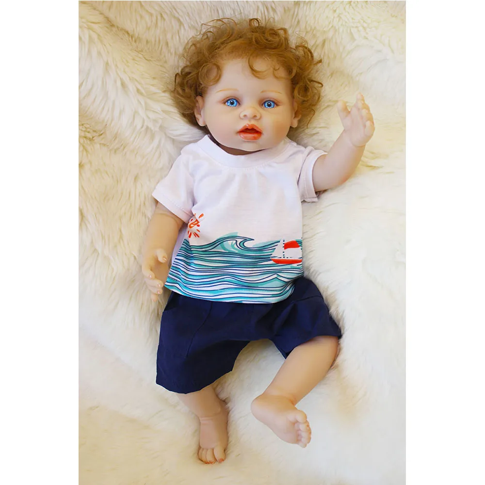 

18 Inch Full Body Silicone Newborn Baby Boy Lifelike Reborn Baby Doll Painted Skin Bebe Reborn Bonecas