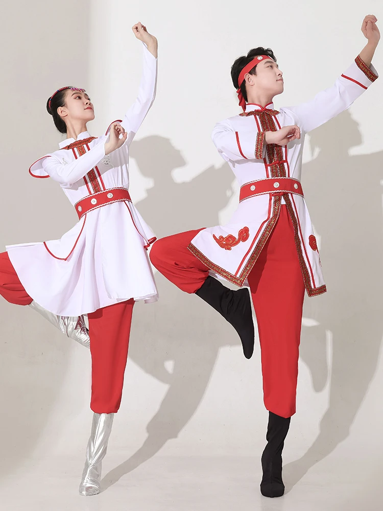 

Mongolian Dance Performance Costume New Ethnic Mongolian Women's Men's National Robe Clothing Summer Stage Outfit Tewnjerll