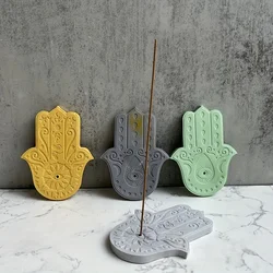 Fatima Lucky Hand Silicone Molds Hamasa Hand for Cement Incense Holder Tray Concrete Incense DIY Cement Bracket Crafts Moulds