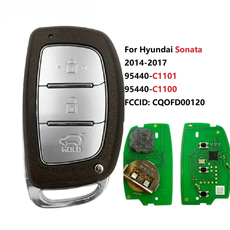 CN020288 PN 95440-C1101 For Hyundais Sonata 2014-2017 8A Chip Smart Key Remote 3 Buttons 433MHz 95440-C1100 NNA FCCID CQOFD00120