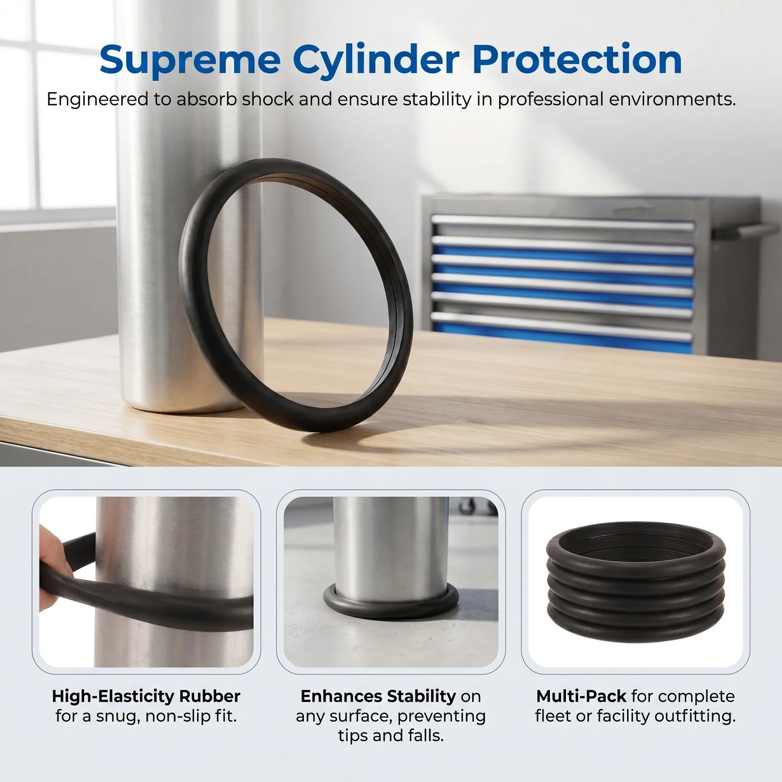 6Pcs Oxygen Cylinder Bumper Rubber Shock Absorber Rings 10.24x0.6 Impact Resistant Tank Protection Industrial Safety