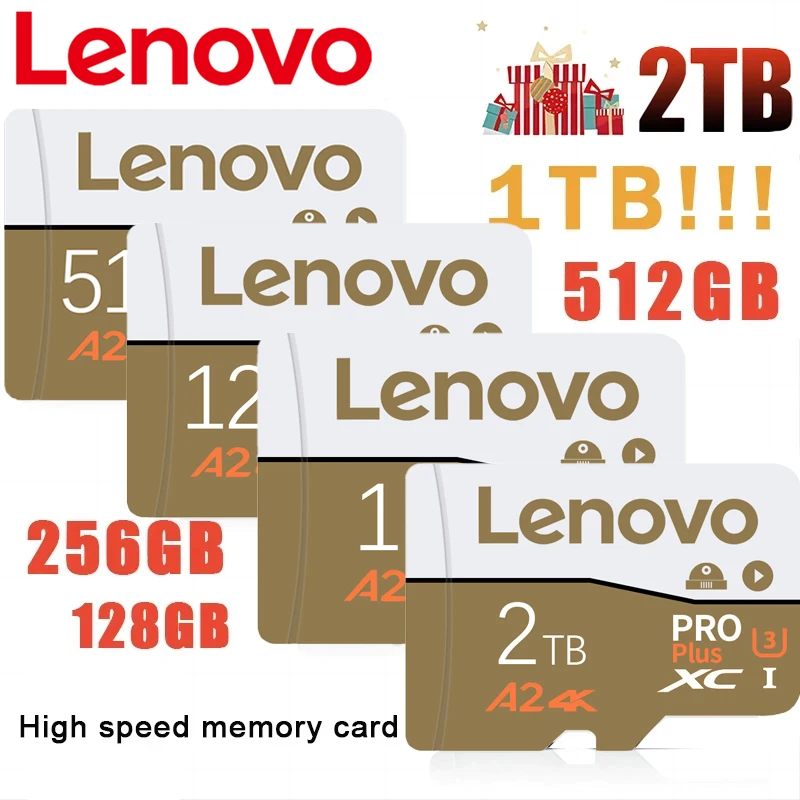 Lenovo Memory Card 128GB 256GB 512GB Class 10 Sd Card 64GB Mini Micro TF SD Card 256 512GB For Smartphone With Free SD Adapter