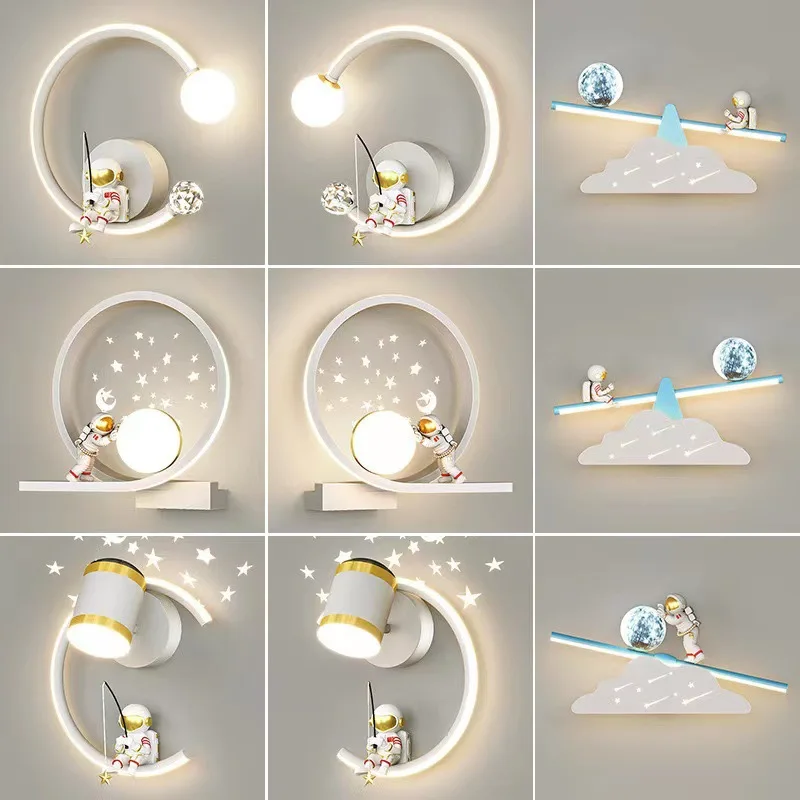 

Modern LED Wall Lamp lron Acrylic Astronaut Children's Room Lustre Study Living Rooms Bedroom Wall Sconce Decor Indoor Fixtures