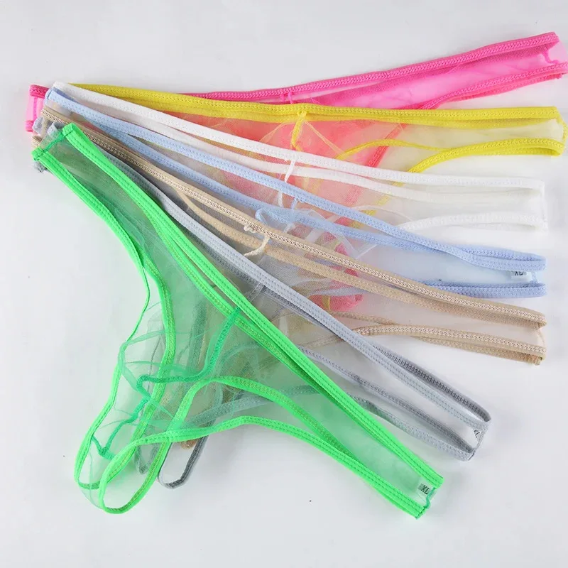 

Men Underwear Thongs See Through Men Sexy Transparent Low Waist Slim Mesh G-string Thongs