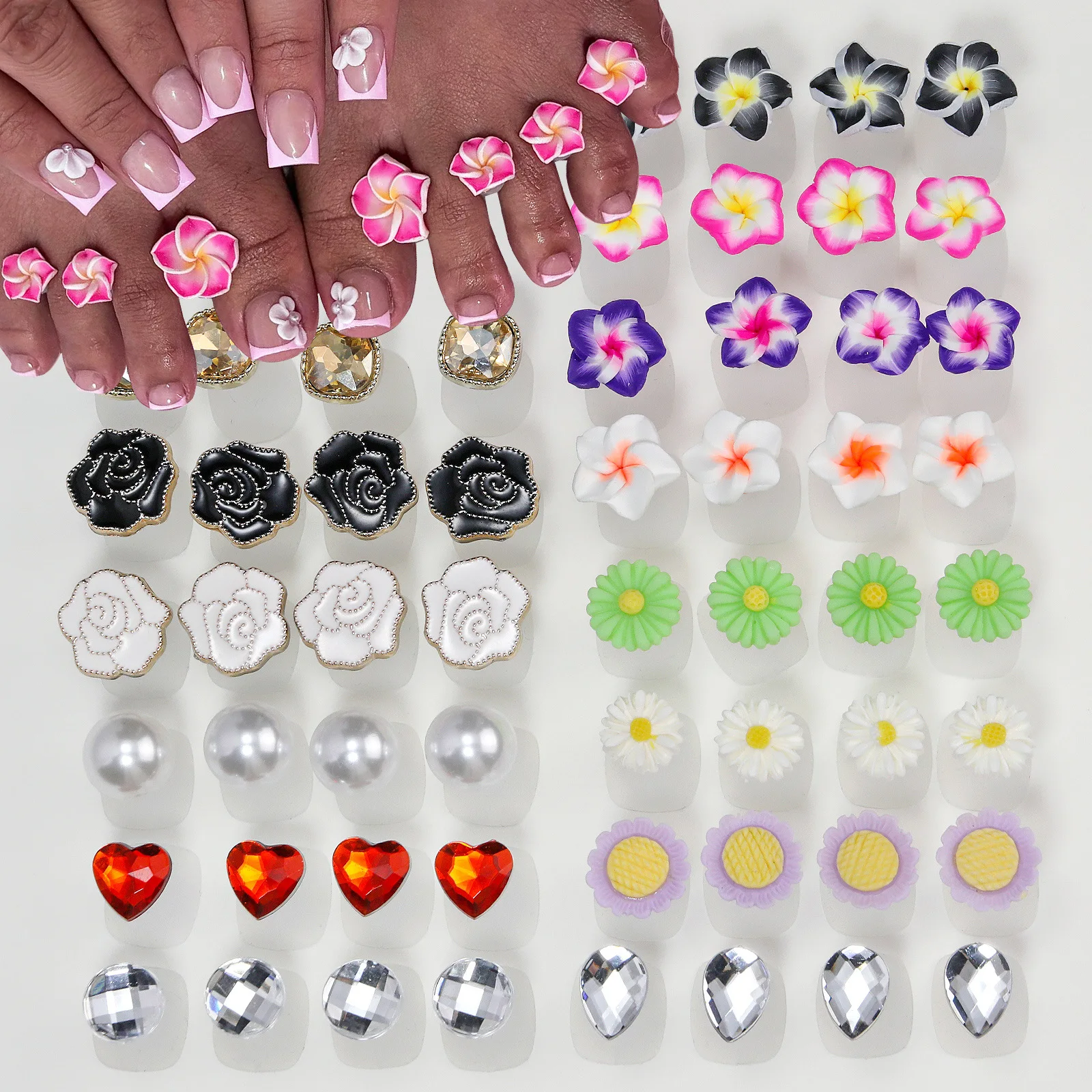 8pcs/Bag Soft Silicone Flower Design Perals Toe Separator For Pedicure Foot Finger Splitter Flexible Finger Toe Separation Tool