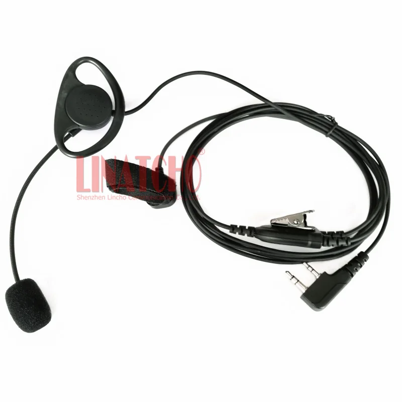 2 Pins K type Connector D shape Earhook Ear Bar Mouth Microphone Finger PTT Button Walkie Talkie Earphone view 3