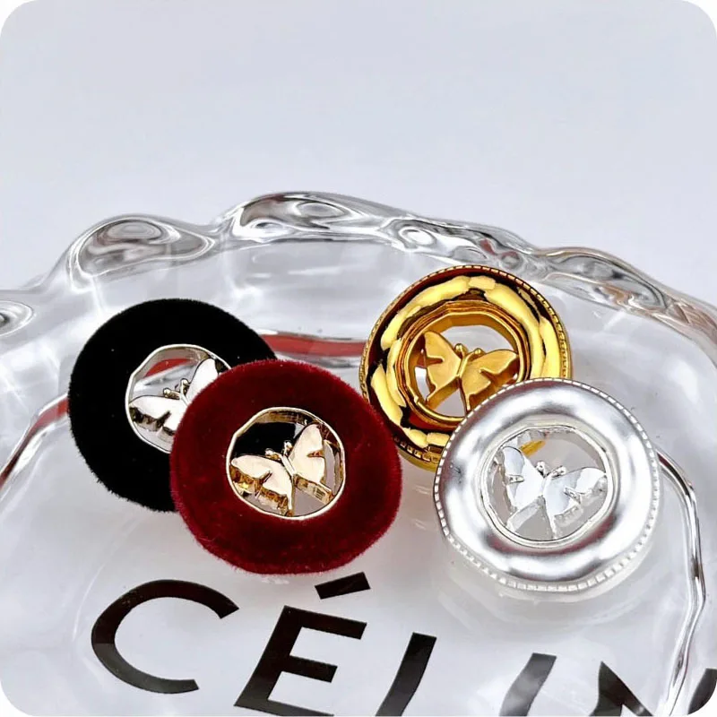 

10pcs Metal Button Sewing Coat Decoration Hollow Out Butterfly Button DIY Craft Clothing Accessories Rotundity Flocking Buttons