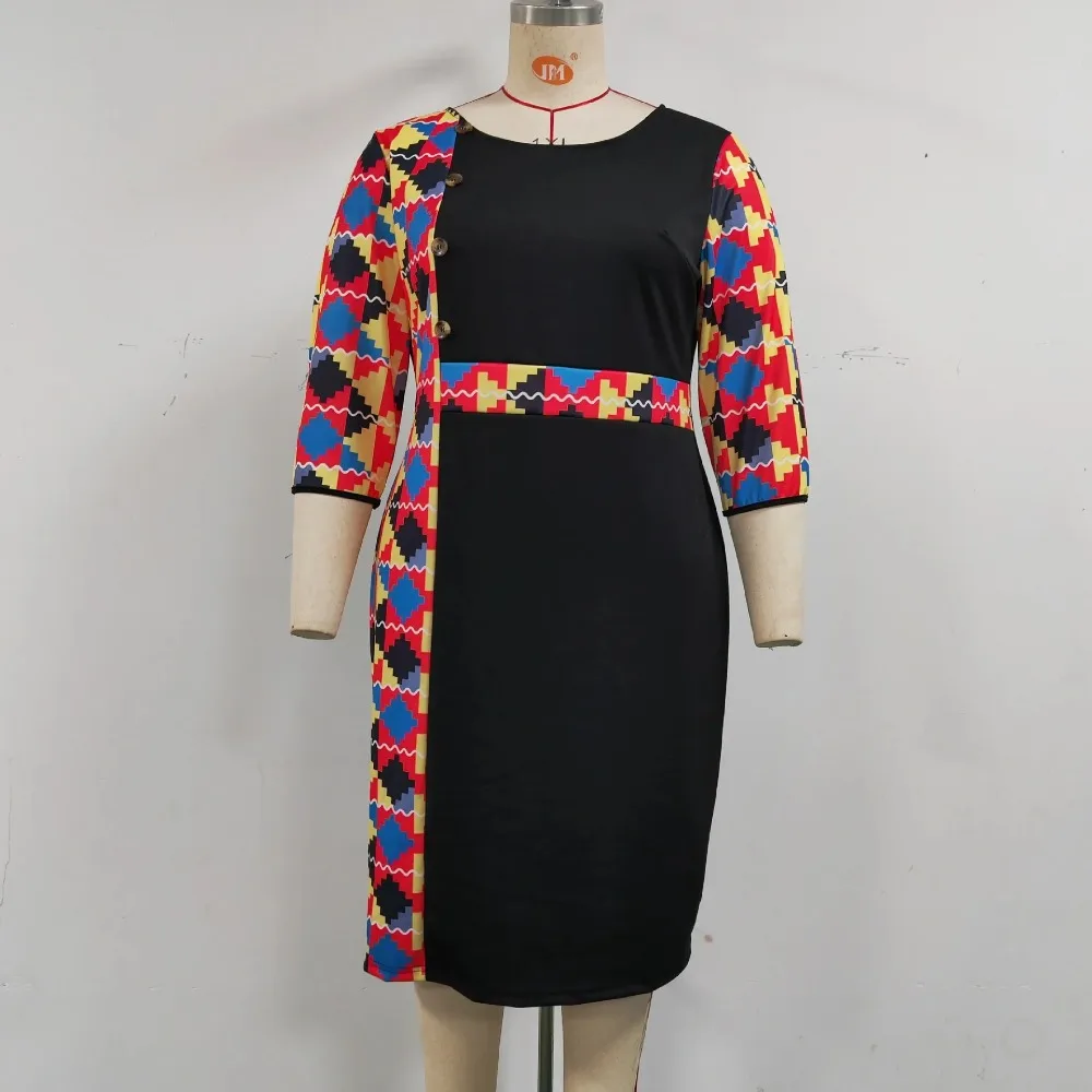 2XL-6XL африканские свадебные платья для женщин 2024, весеннее африканское облегающее платье с рукавами 3/4, большие размеры, Дашики, африканская одежда