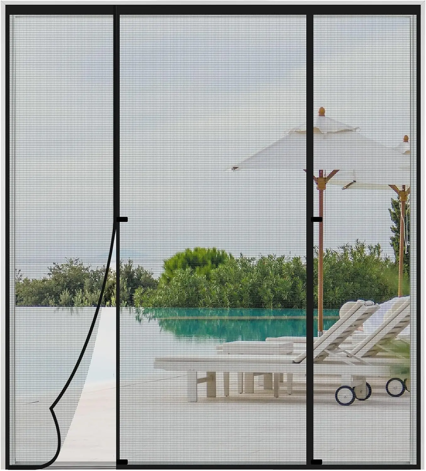 

Double Opeing Magentic Screen Door for Sliding French Door, Fit Door Size 70 x 80, Large Self Sealing Screen Door Mesh for Pe