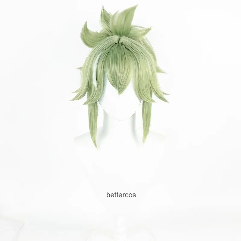 SS23Kuki Shinobu Cosplay verde claro 33cm corto con flequillo resalta pelucas de fiesta resistentes al calor + gorro de peluca
